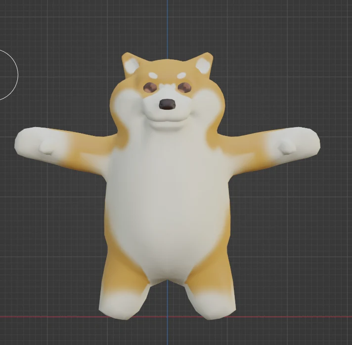 Doge character model with outstretched arms