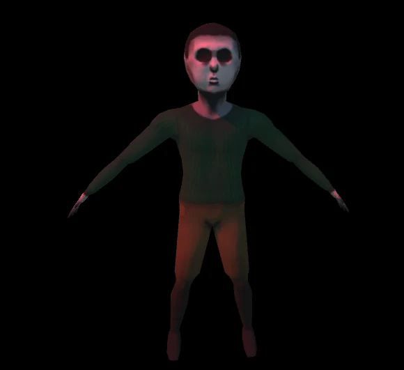 3D character model wearing a dark shirt