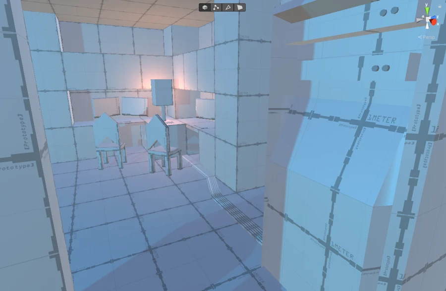 Blockout environment with platforms and tall walls
