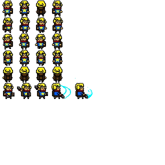 Pixel-art character sprite sheet